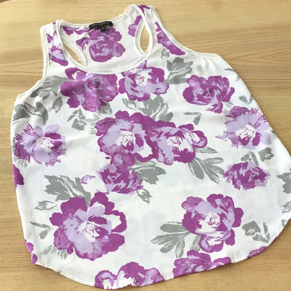 Floral Tank Top - Purple and Gray